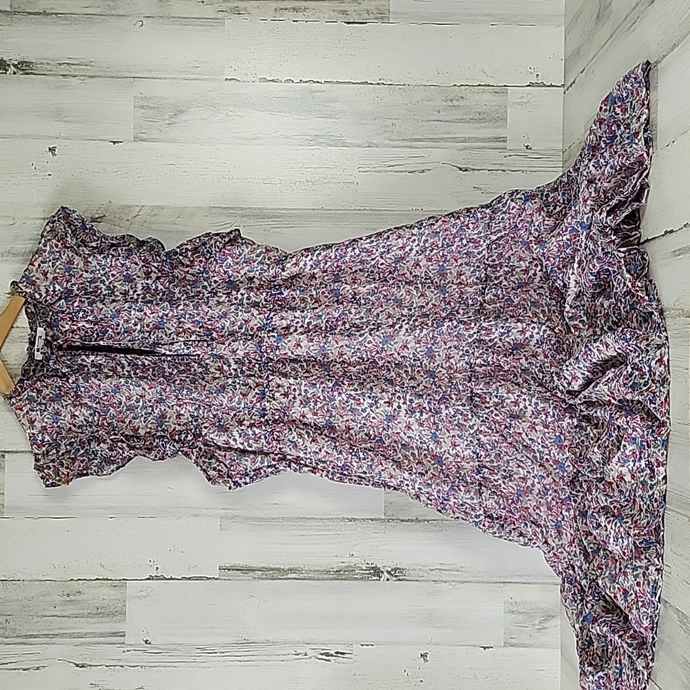 BB Dakota Steve Madden blue rose floral sleeveless ruffle midi dress Size XL